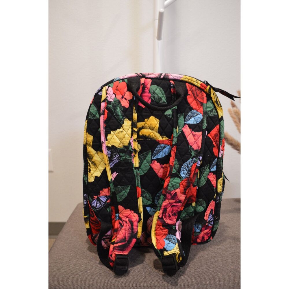 Vera Bradley NWT Women’s Floral Quilted Cotton Backpack Black Multi - Picture 4 of 9